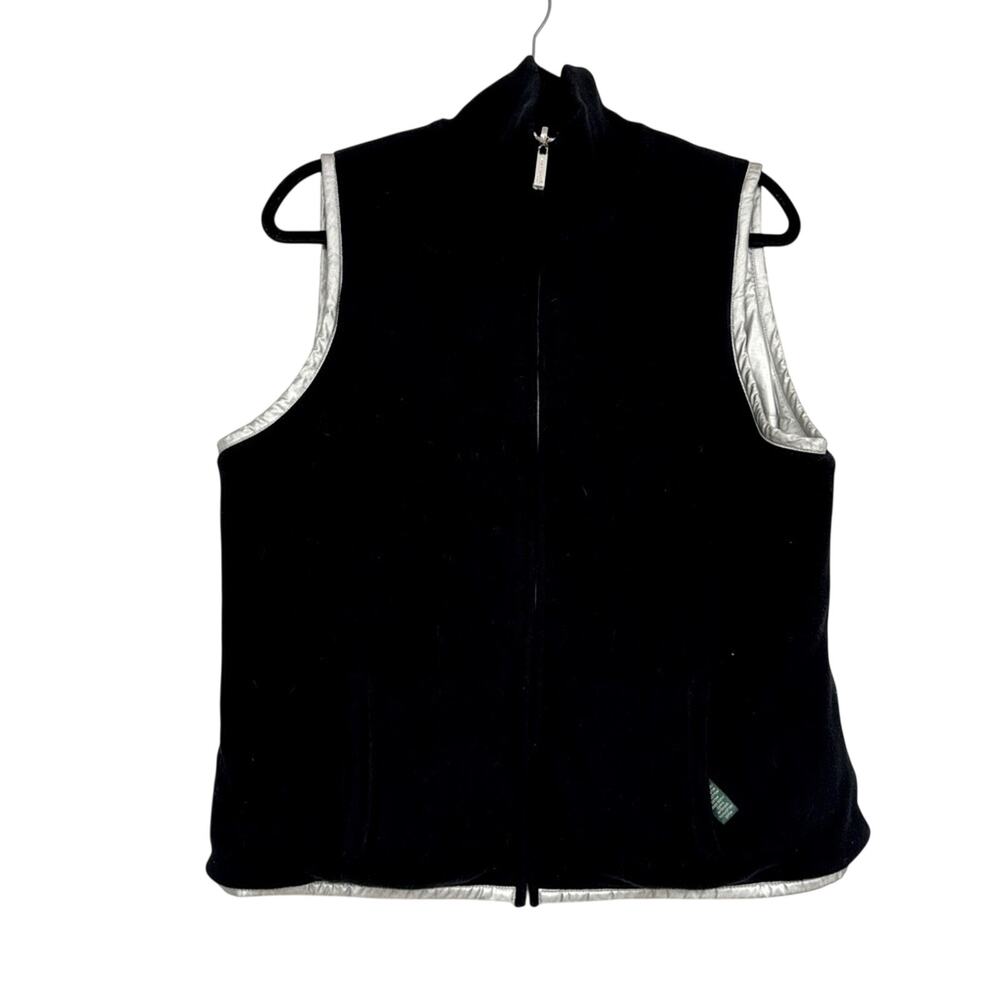 Lauren Ralph Lauren Black & Silver Reversible Womens Vest Jacket L Warm Winter